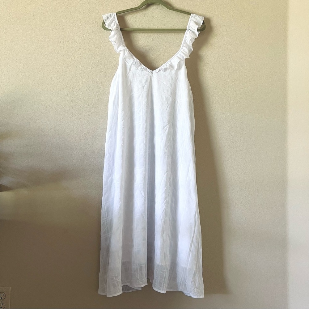 CUPSHE  FLUTTER SLEEVE MIDI DRESS - WHITE, size L